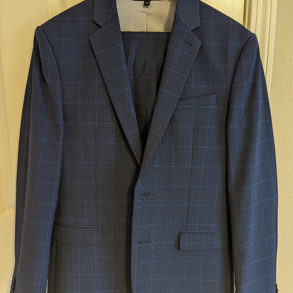 Slim Blue Windowpane Suit